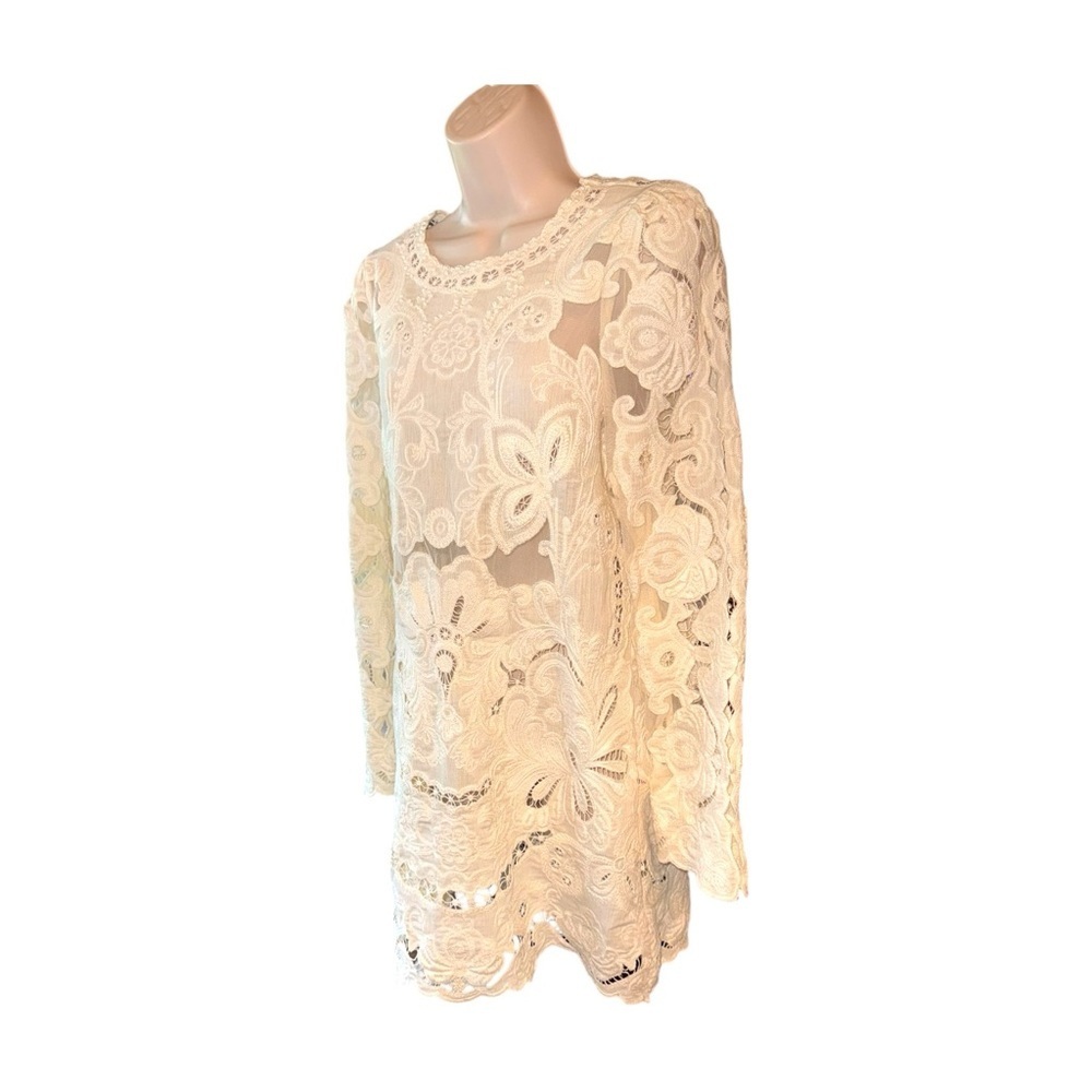 Sea NY Lysa Embroidery long Sleeve Dress Cream - Picture 8 of 17